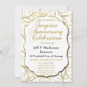 サプライズアニバーサリー招待 白金色の渦巻 招待状 (正面)