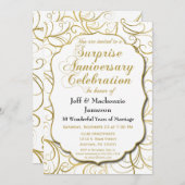 サプライズアニバーサリー招待 白金色の渦巻 招待状 (正面/裏面)