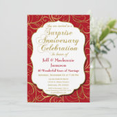 サプライズアニバーサリー招待 赤金 スワール 招待状 (スタンド正面)