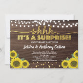 サプライズアニバーサリー パーティー ラスティック ゴールド ヒマワリ 招待状 (正面)