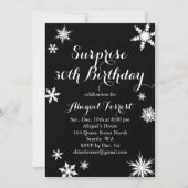 サプライズウィンター誕生日招待状-黒 招待状 (正面)