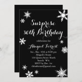 サプライズウィンター誕生日招待状-黒 招待状 (正面/裏面)