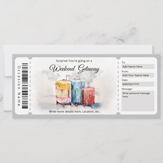 サプライズウィークエンドゲートウェイのギフト証明書 招待状 (正面)