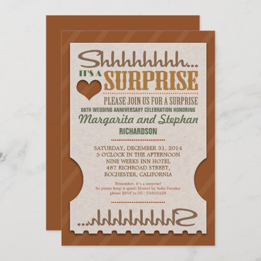 サプライズウェディングアニバーサリー　美しい招待状 招待状 (正面/裏面)