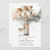 サプライズエレガントバースデーパーティシャンパーニュ 招待状 (正面/裏面)