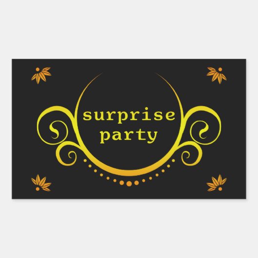 サプライズエレガントパーティの招待状 長方形シール (正面)