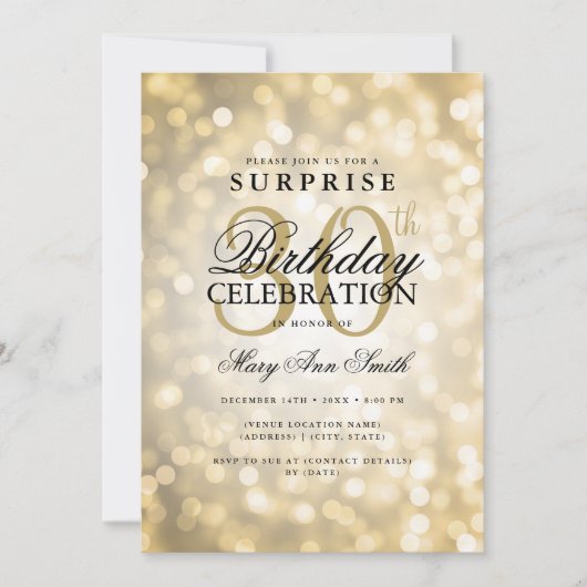 サプライズエレガント30thバースデーグラム金ゴールド灯 招待状 (正面)