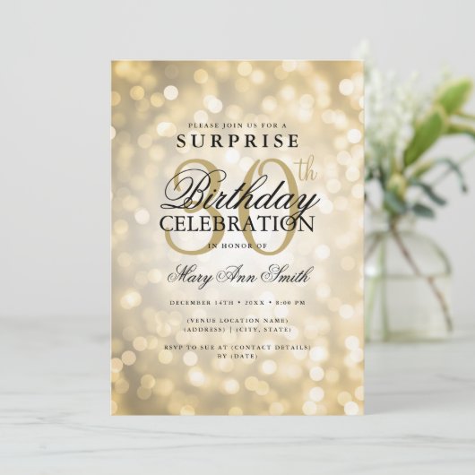 サプライズエレガント30thバースデーグラム金ゴールド灯 招待状 (スタンド正面)