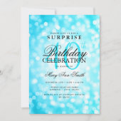 サプライズエレガント40歳の誕生日ターコイズ灯 招待状 (正面)