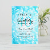 サプライズエレガント40歳の誕生日ターコイズ灯 招待状 (スタンド正面)