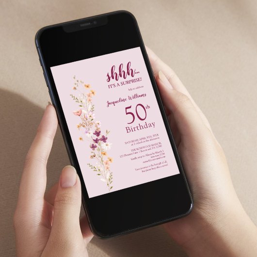 サプライズエレガント50th誕生日パーティー 招待状