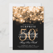 サプライズエレガント50th誕生日ラグジュアリー金ゴールド 招待状 (正面)