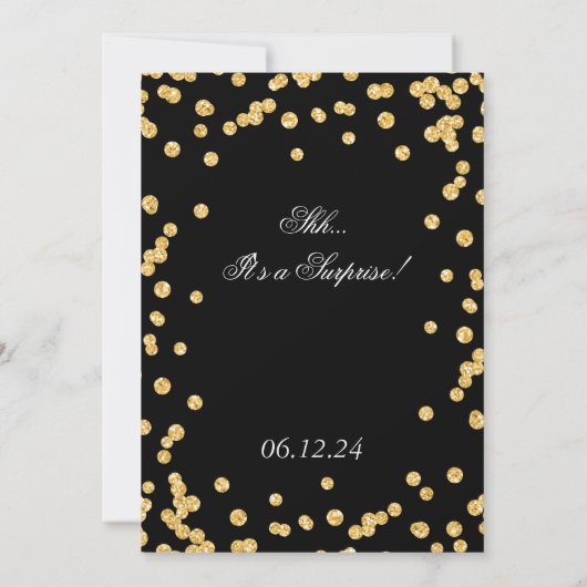 サプライズエレガント50th誕生日金ゴールドブラック 招待状 (裏面)