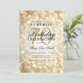 サプライズエレガント70th誕生日グラム金ゴールド灯 招待状 (スタンド正面)