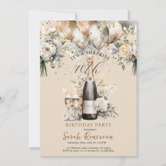 サプライズエレガント70th誕生日パーティー 招待状 (正面)