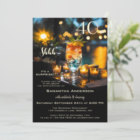 サプライズカクテルアダルト誕生日 招待状 (スタンド正面)