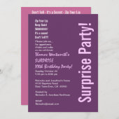 サプライズカスタムイアー誕生日モダンマゼンタピンク 招待状 (正面/裏面)