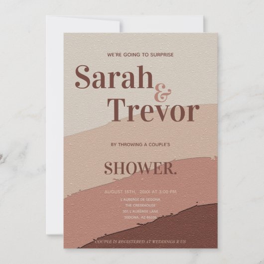 サプライズカップルズシャワーアイボリーアーモンドクリーム 招待状 (正面)