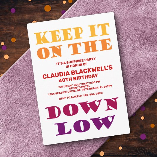 サプライズカラフルおもしろい引用文誕生日 招待状