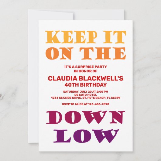 サプライズカラフルおもしろい引用文誕生日 招待状 (正面)