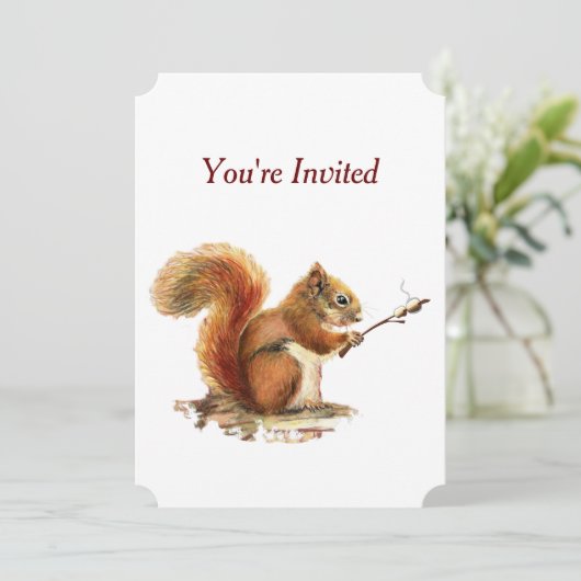 サプライズクックアウトBBQ誕生日リスのユーモア 招待状 (スタンド正面)