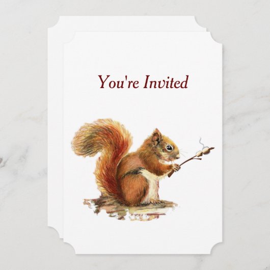 サプライズクックアウトBBQ誕生日リスのユーモア 招待状 (正面/裏面)