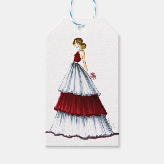 サプライズクリスマスファッションイラストレーションラベル ギフトタグ (正面)