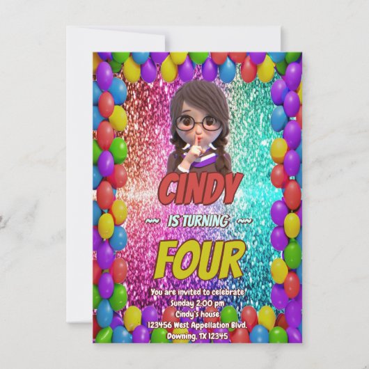 サプライズクワイレントシークレットバースデー招待状 招待状 (正面)