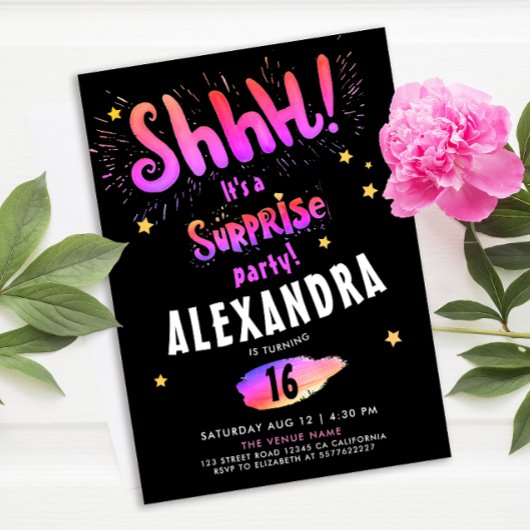 サプライズクールパーティースウィート16thネオングロー 招待状