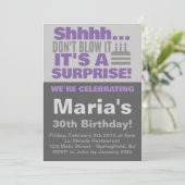 サプライズケーキパーティー パープル 誕生日 招待状 (スタンド正面)