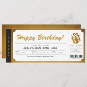 サプライズコンサート金ゴールドギフトチケット招待状 招待状 (正面/裏面)