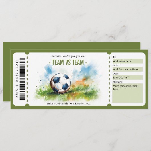 サプライズサッカーゲームギフト券 招待状 (正面/裏面)