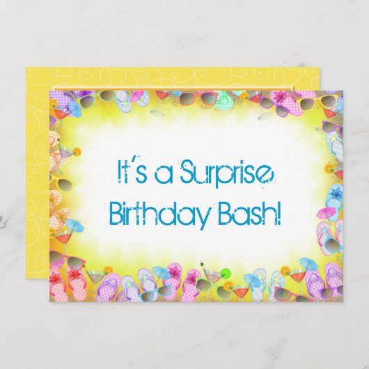 サプライズサマーバースデーパーティー 招待状 (正面/裏面)