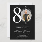 サプライズシンプルエレガントフォト80th誕生日パーティー 招待状 (正面)