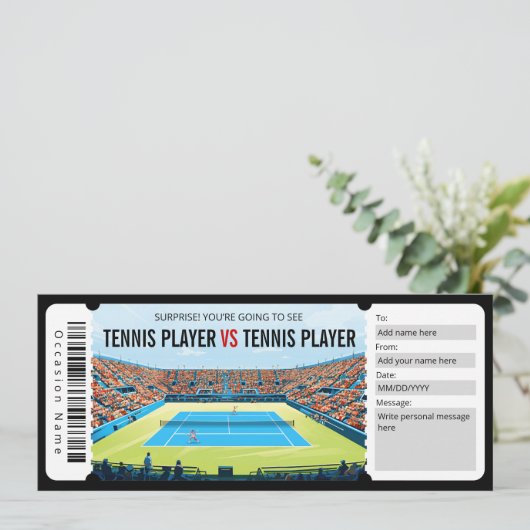 サプライズテニスマッチチケットギフト券 招待状 (スタンド正面)