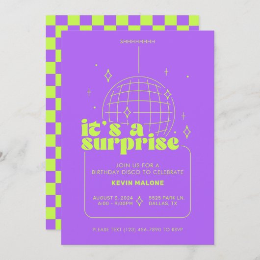 サプライズディスコパーティー招待状 招待状 (正面/裏面)
