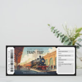 サプライズトレインチケットギフト証明書テンプレート 招待状 (スタンド正面)