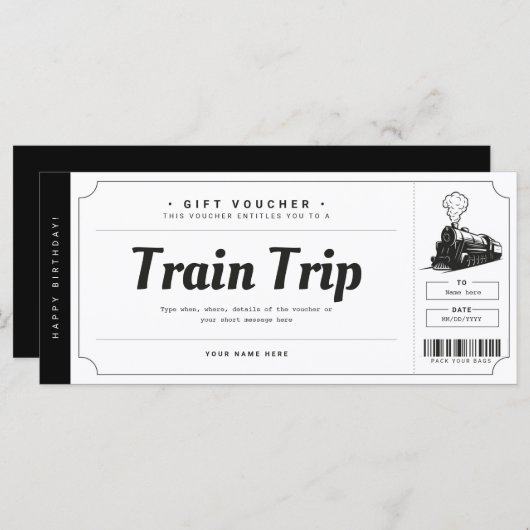 サプライズトレイントリップチケットギフト券 (正面/裏面)