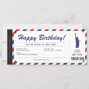 サプライズニューヨークトリップボーディングパストラベルチケット