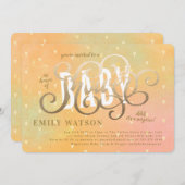 サプライズハート金ゴールドレタリングベビーシャワー 招待状 (正面/裏面)