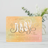 サプライズハート金ゴールドレタリングベビーシャワー 招待状 (スタンド正面)