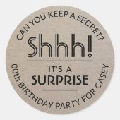 サプライズバースデーシンプルティーフェイククラフト紙 ラウンドシール (正面)