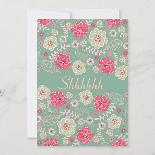 サプライズバースデーパーティシッファンキークモダンフローラ 招待状 (正面)