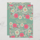 サプライズバースデーパーティシッファンキークモダンフローラ 招待状 (正面/裏面)