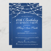 サプライズバースデーパーティーのスターズブルー 招待状 (正面/裏面)