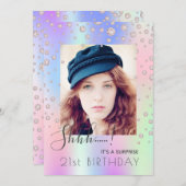サプライズバースデーパーティーのピンクの紫のダイヤモンド写真 招待状 (正面/裏面)