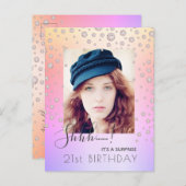 サプライズバースデーパーティーのレインボーダイヤモンドの招待 ポストカード (正面/裏面)