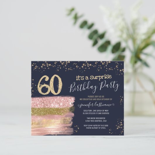 サプライズバースデーパーティーグリッターケーキ招待状 (スタンド正面)