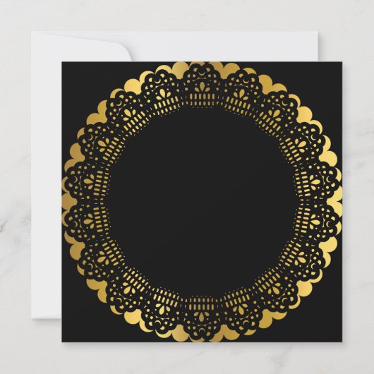 サプライズバースデーパーティーゴールデンブラックレースグラム 招待状 (裏面)