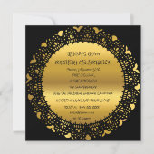 サプライズバースデーパーティーゴールデンブラックレースグラム 招待状 (正面)